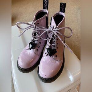Dr. Martens Lavender Combat Boots with Heart Detail